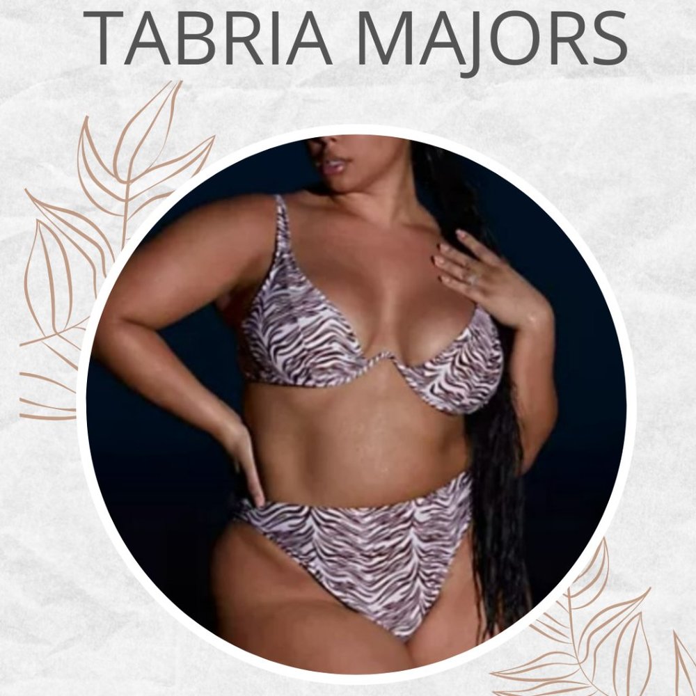 Tabria Majors Mini Zebra 2 pc Underwire & 90's High Leg & Waisted Pant